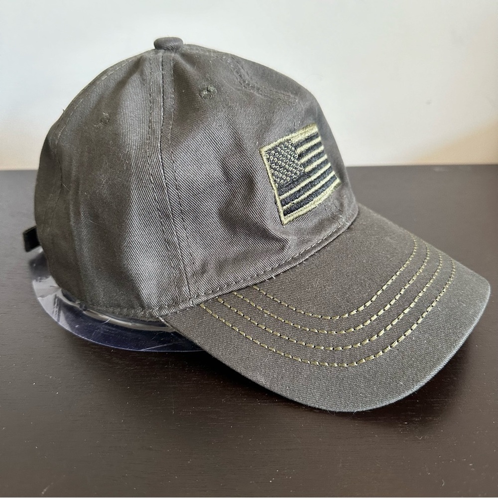 Women's Baseball Hat Military Olive Green Cap Patriotic American Flag NEW